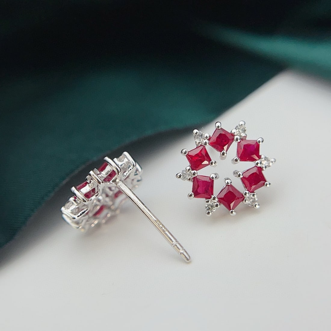 14k Gold 1.35 Ct Natural Ruby & Sapphire Earrings - 5