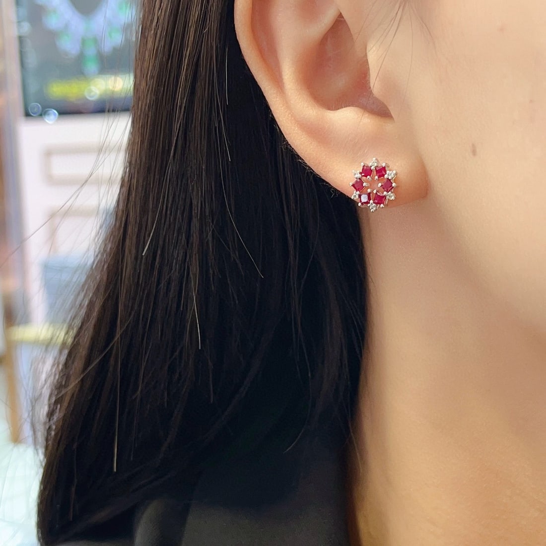 14k Gold 1.35 Ct Natural Ruby & Sapphire Earrings - 6