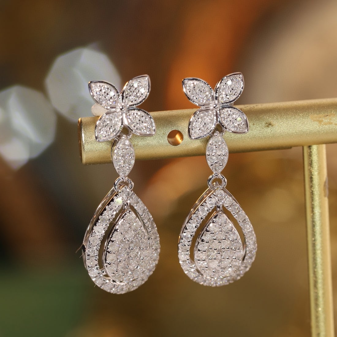 14k Gold 1.2 Ct Natural H Diamond Earrings - 3