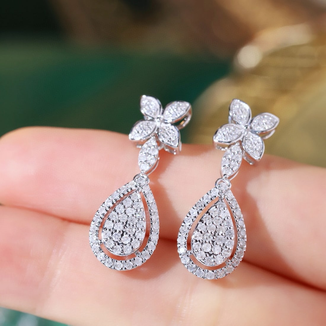 14k Gold 1.2 Ct Natural H Diamond Earrings - 4