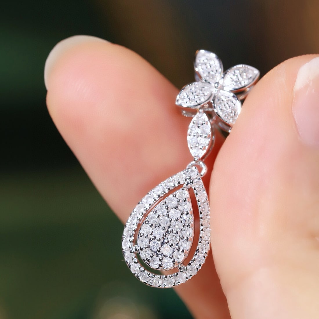 14k Gold 1.2 Ct Natural H Diamond Earrings - 6