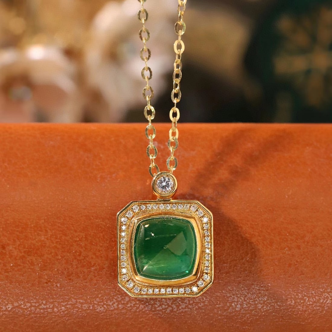 14k Gold 1.66 Ctw Natural Emerald & Diamond Necklace - 7