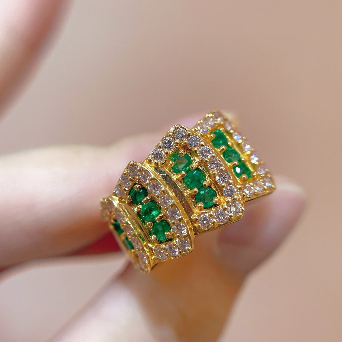14k Gold 1.29 Ctw Natural Emerald & Diamond Ring - 3