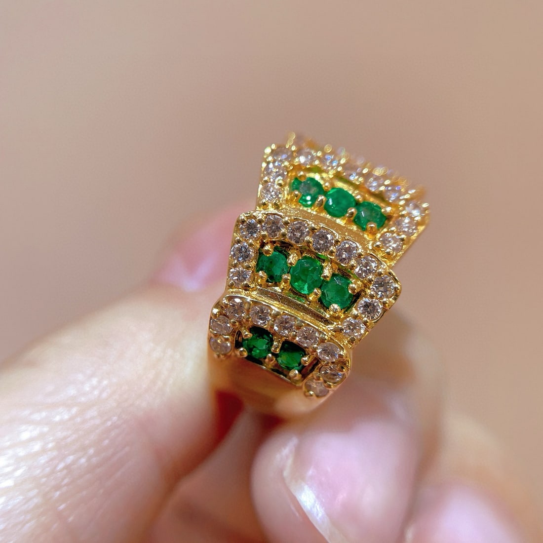 14k Gold 1.29 Ctw Natural Emerald & Diamond Ring - 4