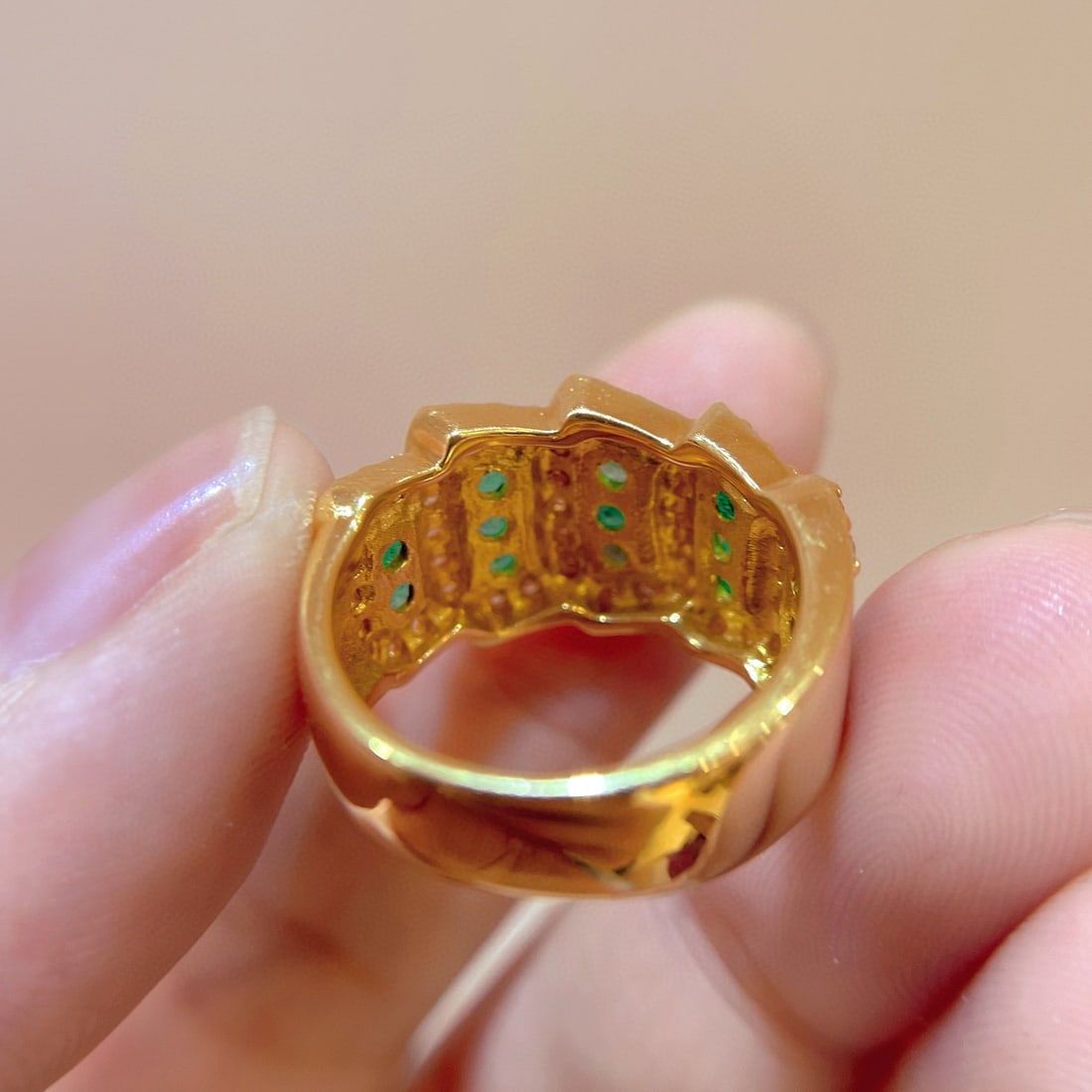 14k Gold 1.29 Ctw Natural Emerald & Diamond Ring - 5