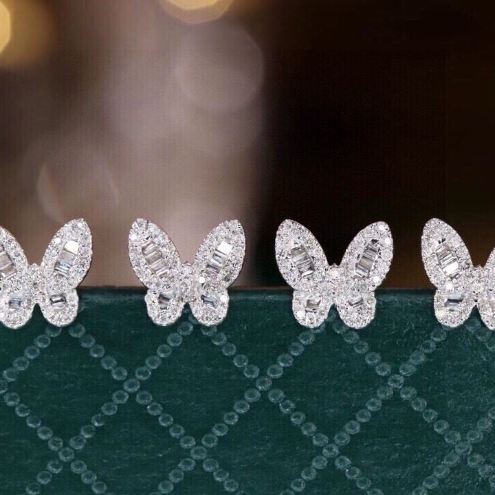 14k Gold 0.22 Ct Natural H Diamond & Butterfly Earrings - 3