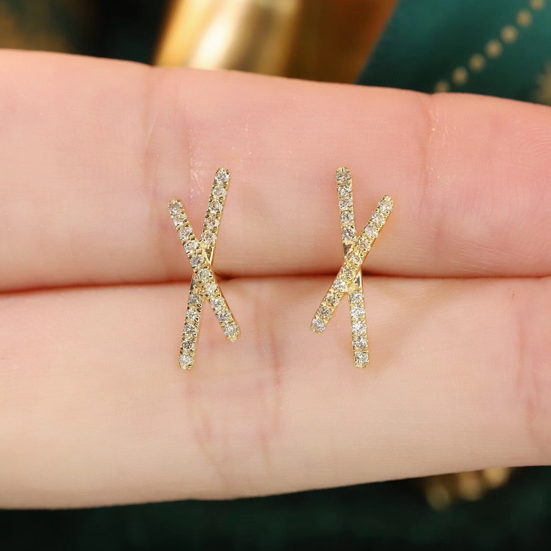 14k Gold 0.22 Ct Natural H Diamond Earrings - 5