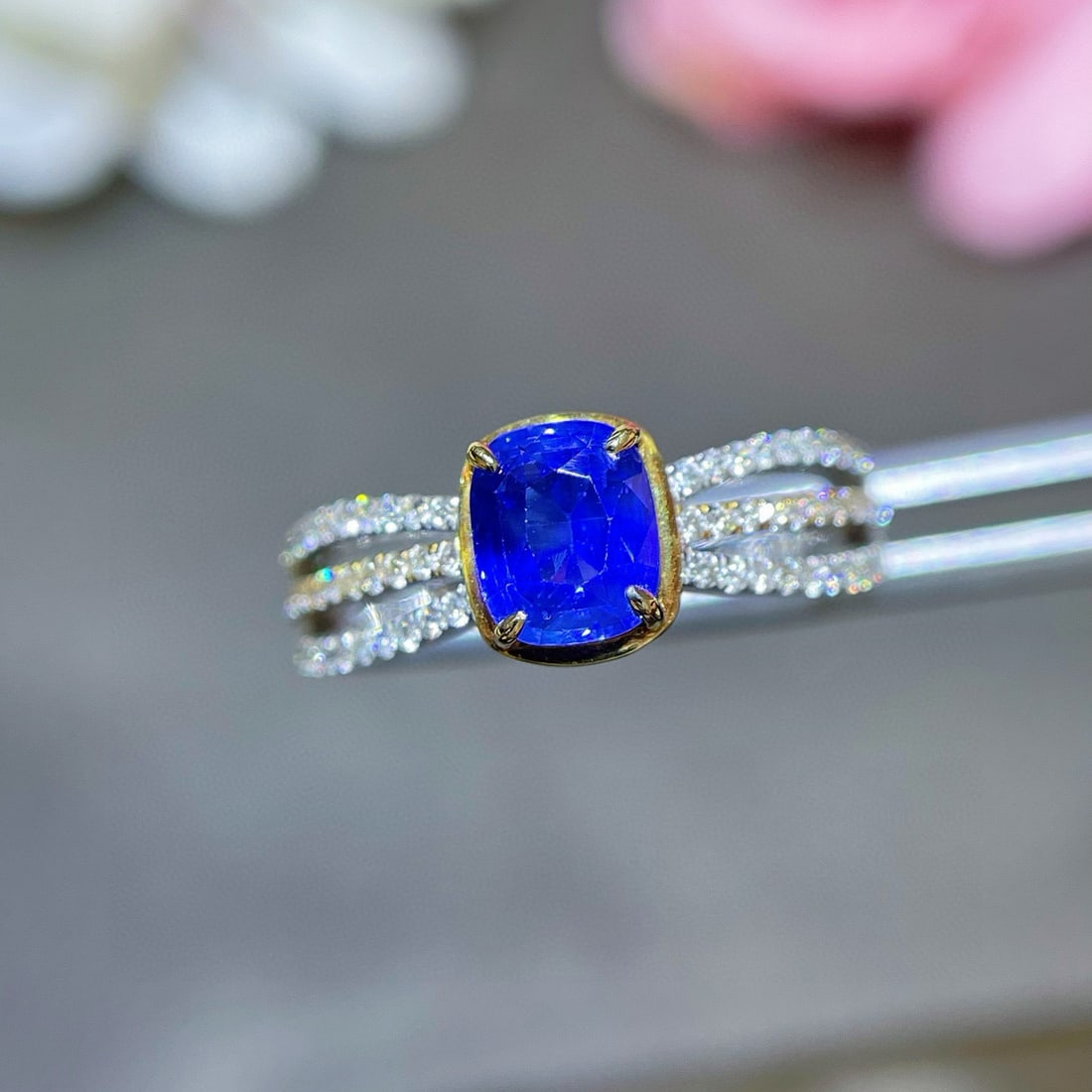 14k Gold 1.53 Ctw Natural Sapphire & Diamond Ring - 3