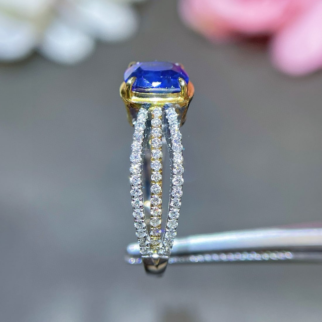 14k Gold 1.53 Ctw Natural Sapphire & Diamond Ring - 4