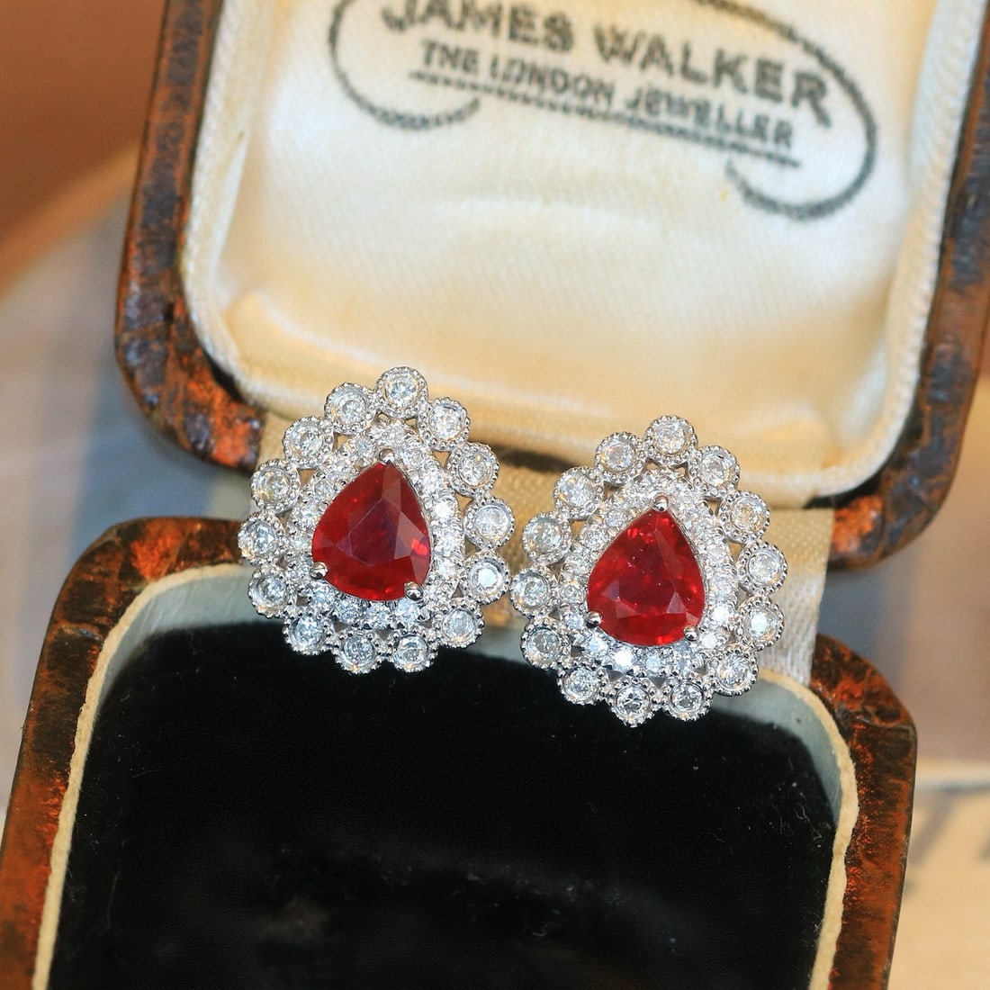 14k Gold 1.87 Ctw Natural Ruby & Diamond Earrings - 2