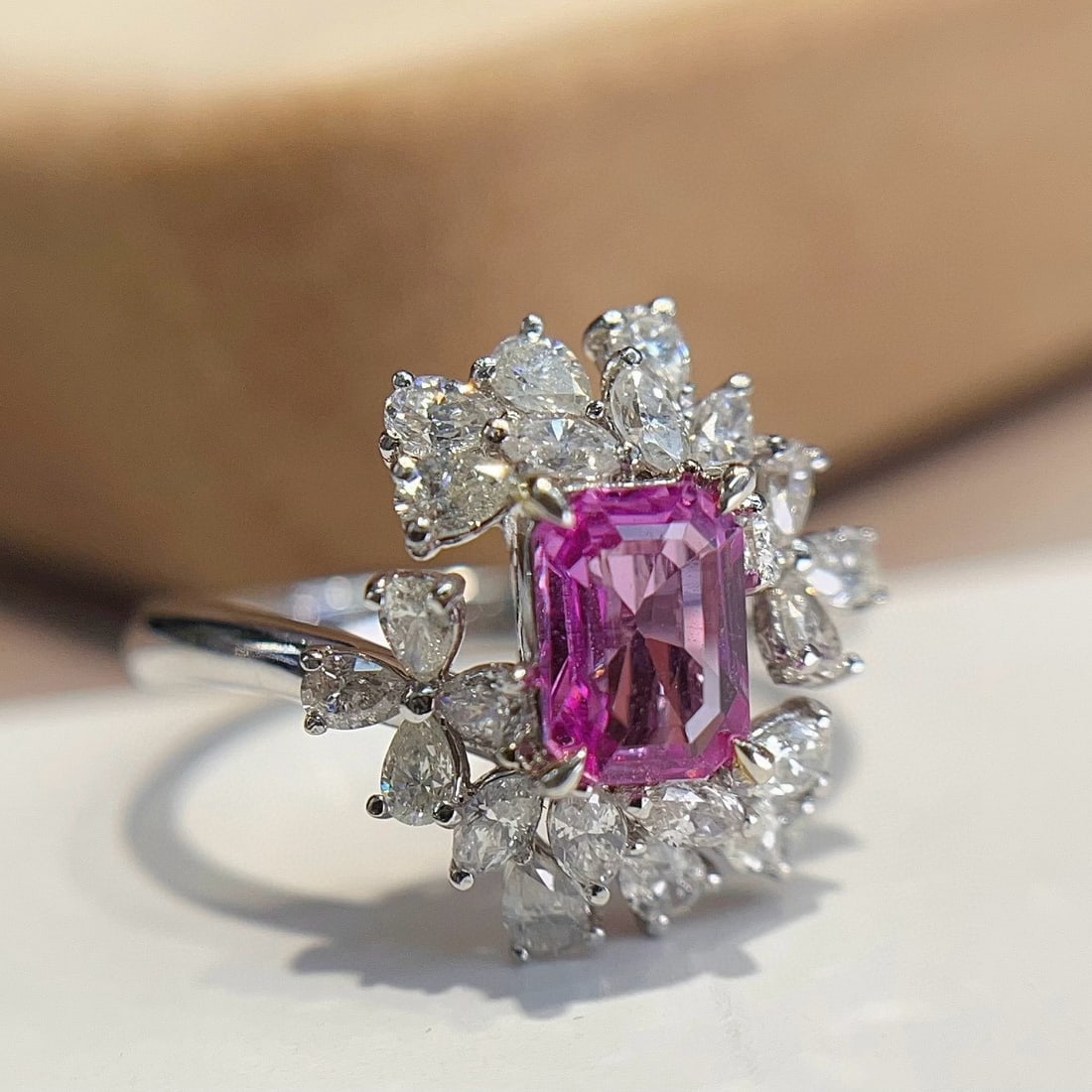 14k Gold 1 Ct Natural Sapphire & Diamond Ring - 4