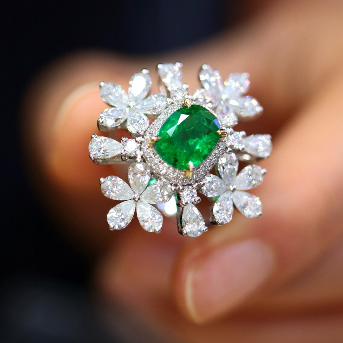 14k Gold 1.96 Ctw Natural Emerald & Diamond Ring - 3