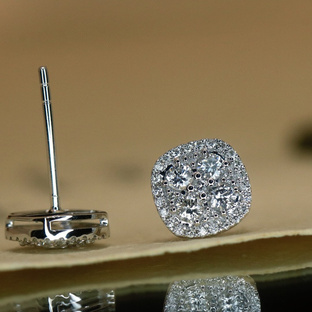 14k Gold 0.58 Ct Natural H Diamond Earrings - 2