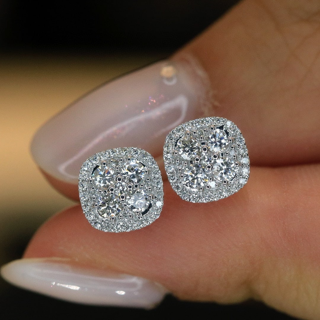 14k Gold 0.58 Ct Natural H Diamond Earrings - 4