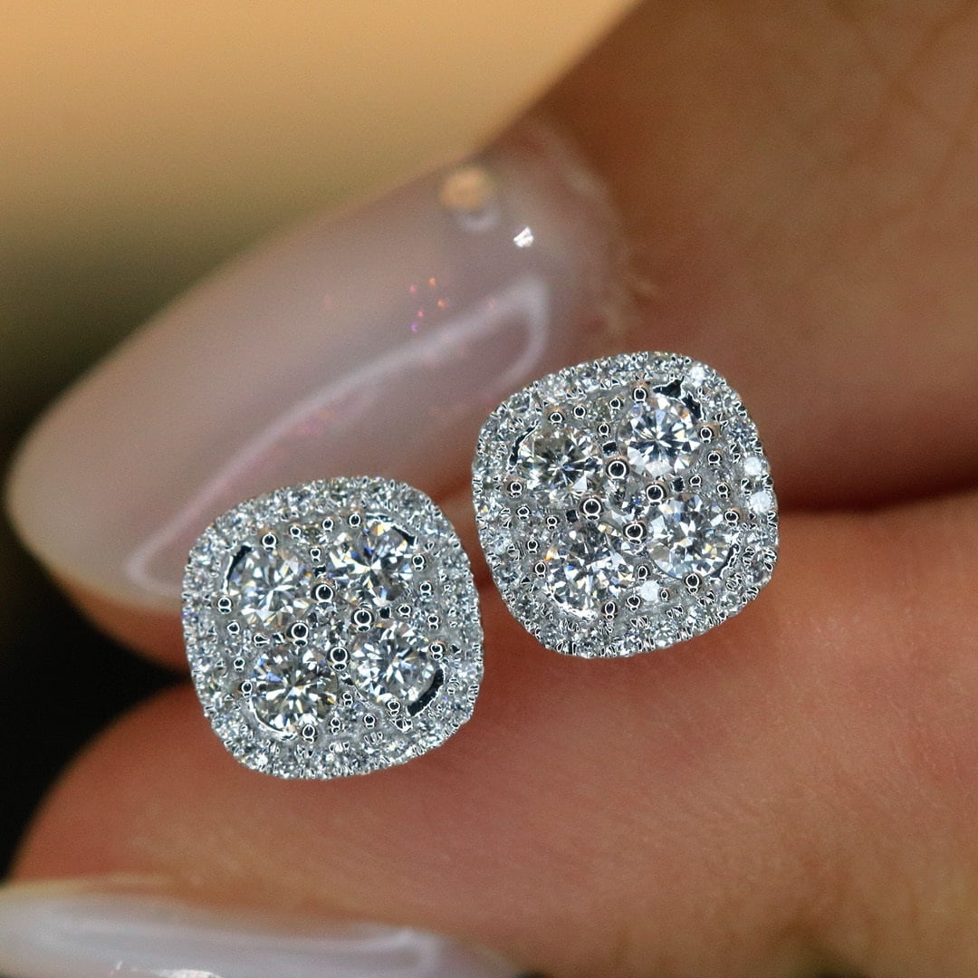 14k Gold 0.58 Ct Natural H Diamond Earrings - 5
