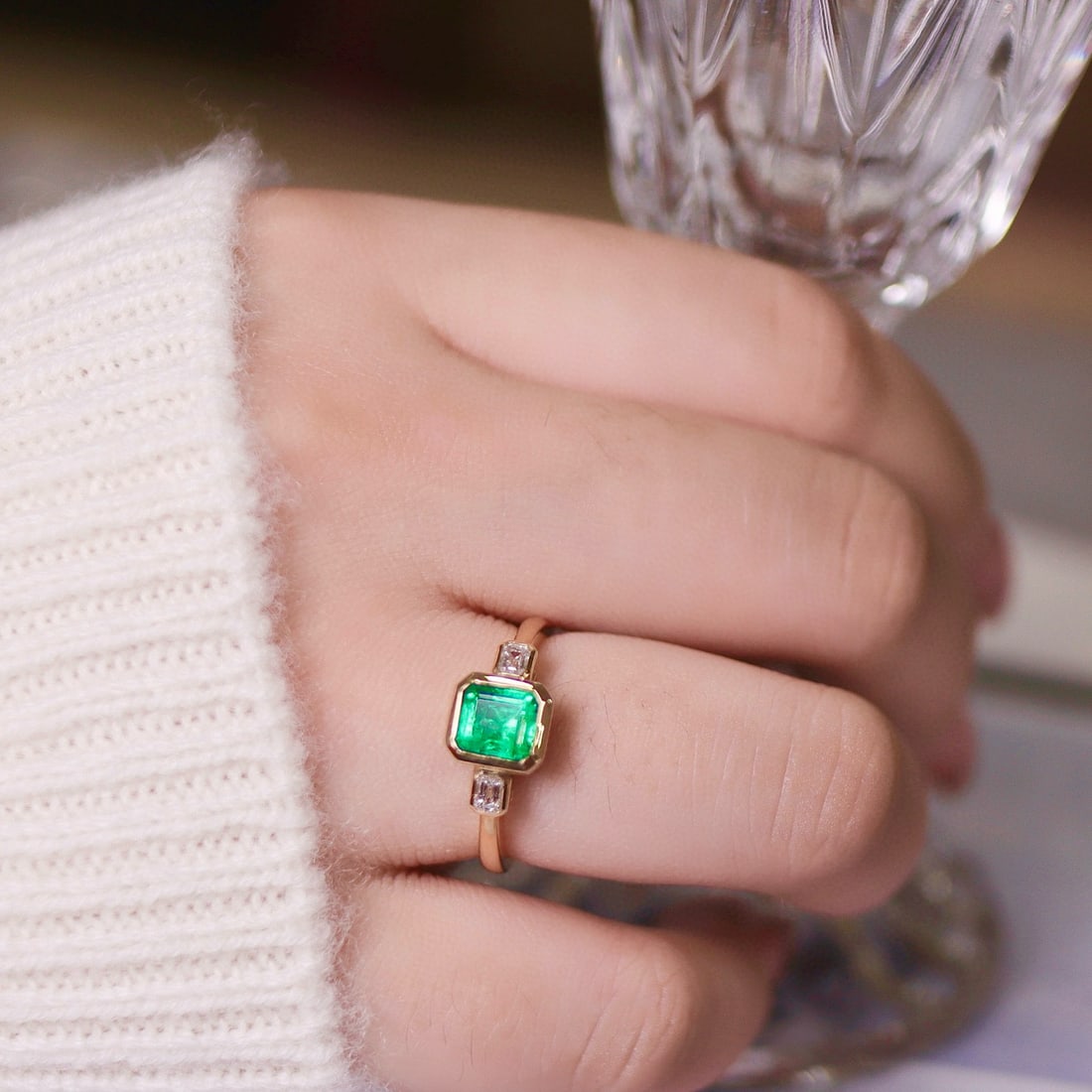 14k Gold 1.56 Ctw Natural Emerald & Diamond Ring - 2