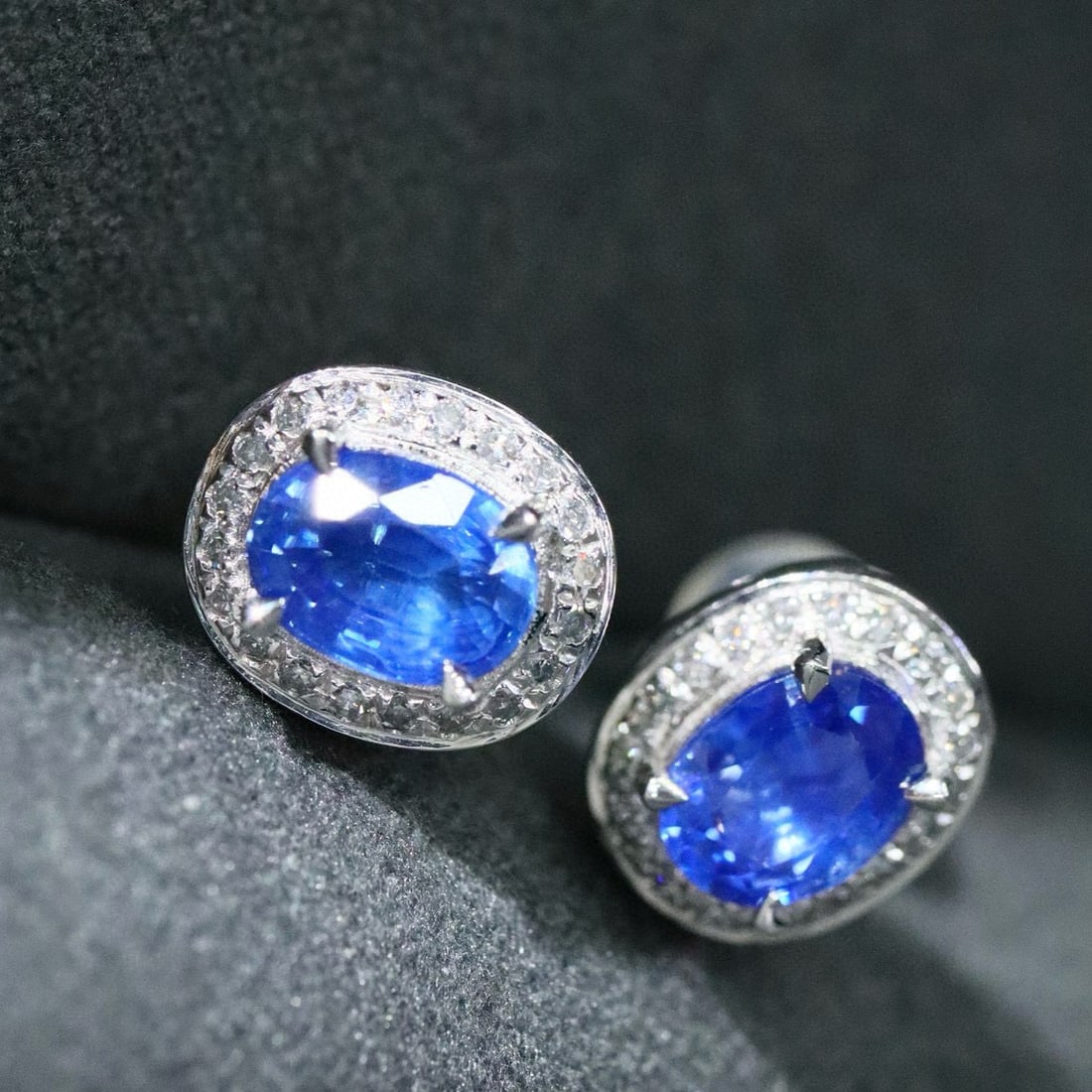 14k Gold 1.91 Ctw Natural Sapphire & Diamond Earrings - 5