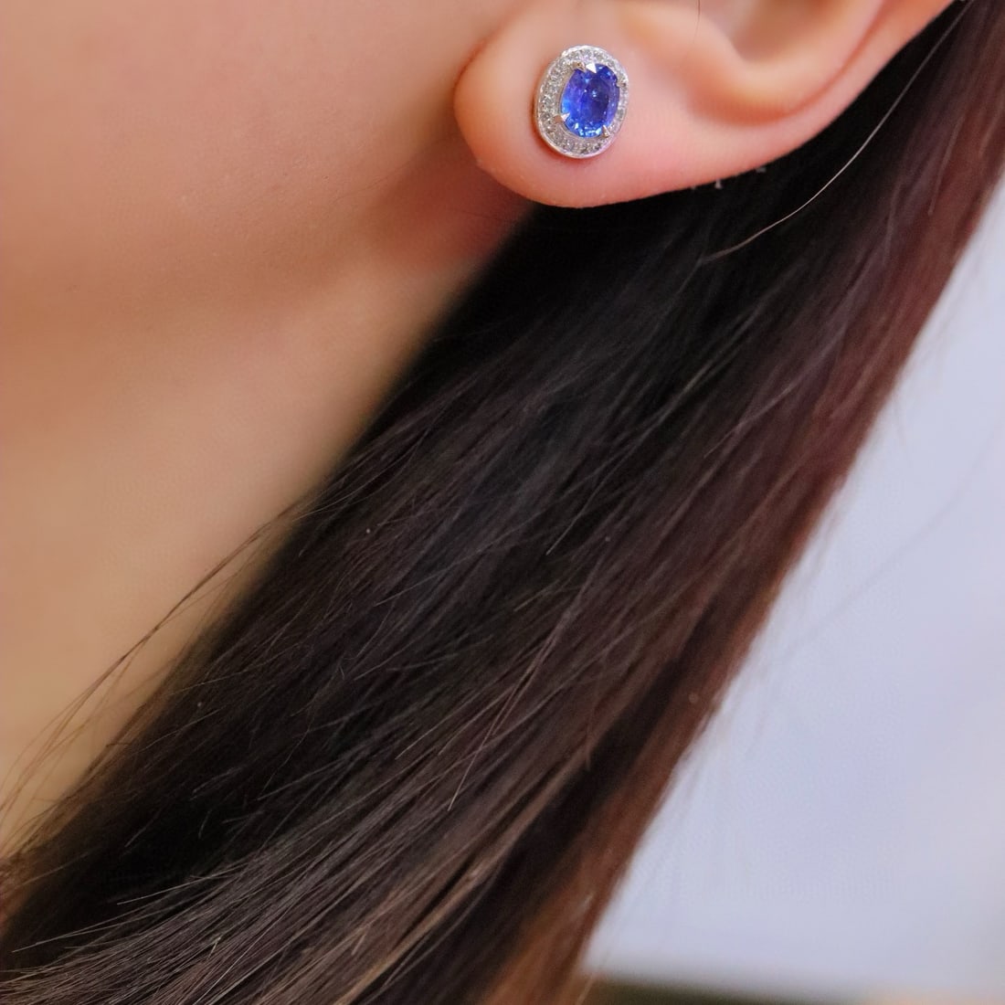 14k Gold 1.91 Ctw Natural Sapphire & Diamond Earrings - 7