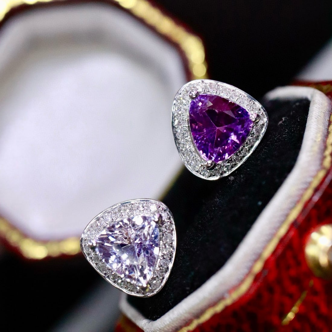 14k Gold 1.78 Ctw Natural Sapphire & Diamond Earrings - 2