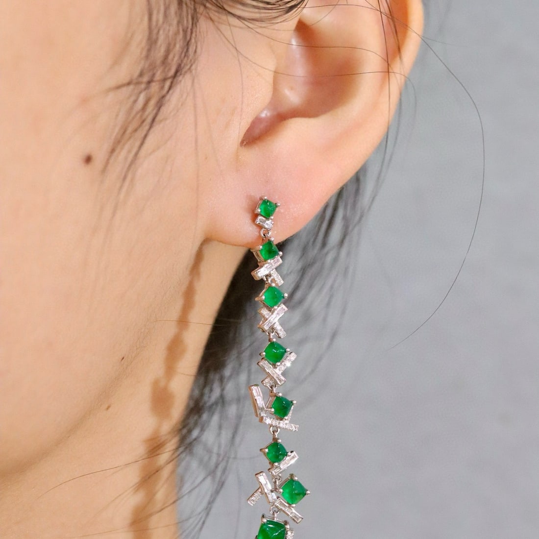 14k Gold 3.57 Ctw Natural Emerald & Diamond Earrings - 3