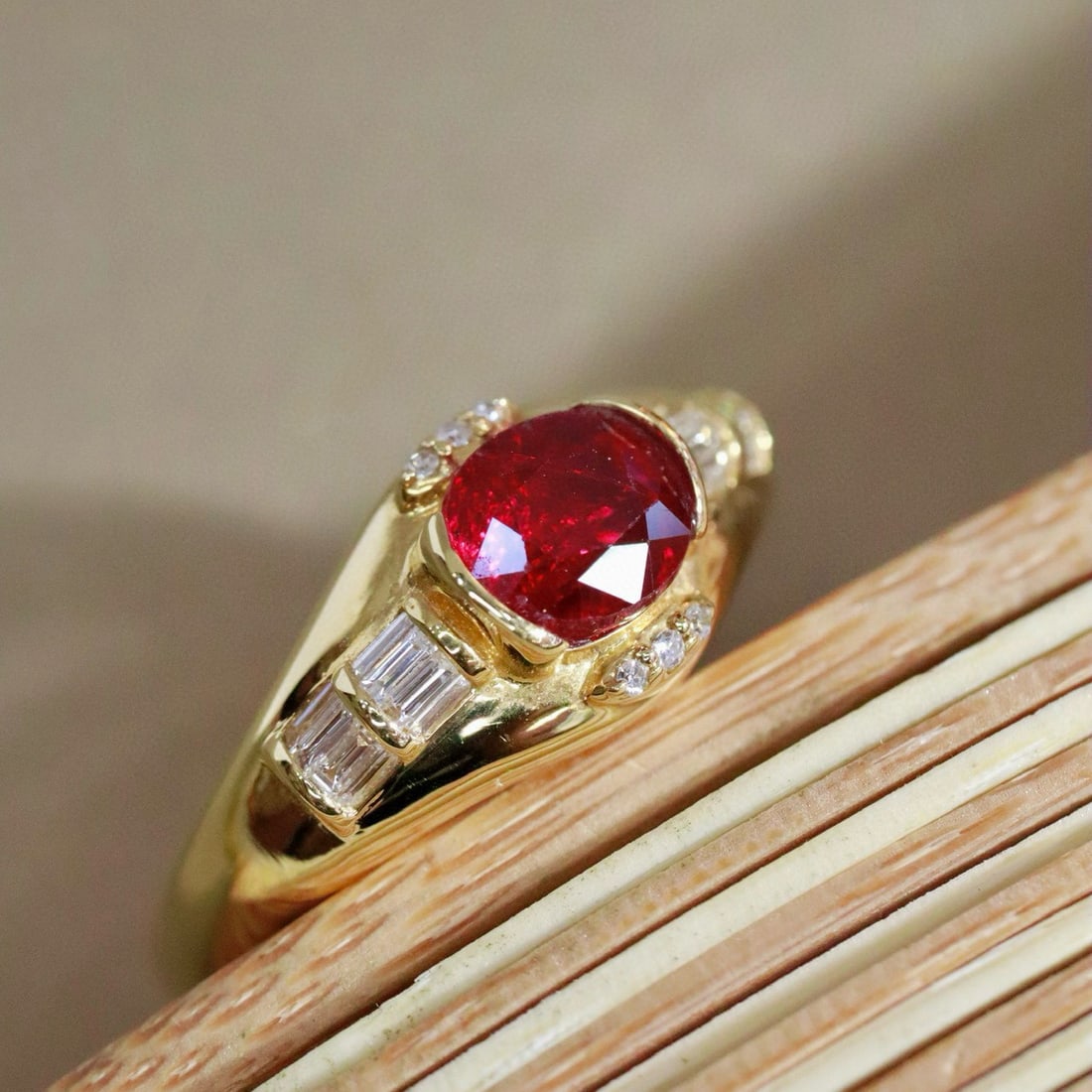 14k Gold 1.25 Ctw Natural Ruby & Diamond Ring - 2