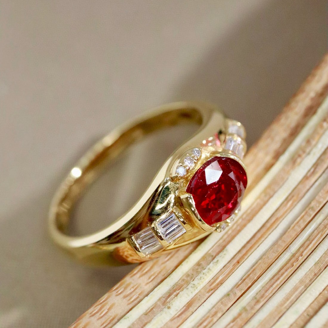 14k Gold 1.25 Ctw Natural Ruby & Diamond Ring - 4