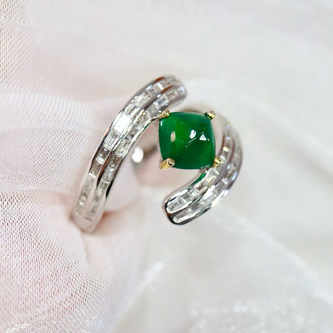 14k Gold 1.41 Ctw Natural Emerald & Diamond Ring - 2