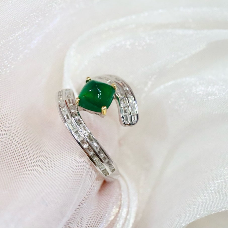 14k Gold 1.41 Ctw Natural Emerald & Diamond Ring - 5