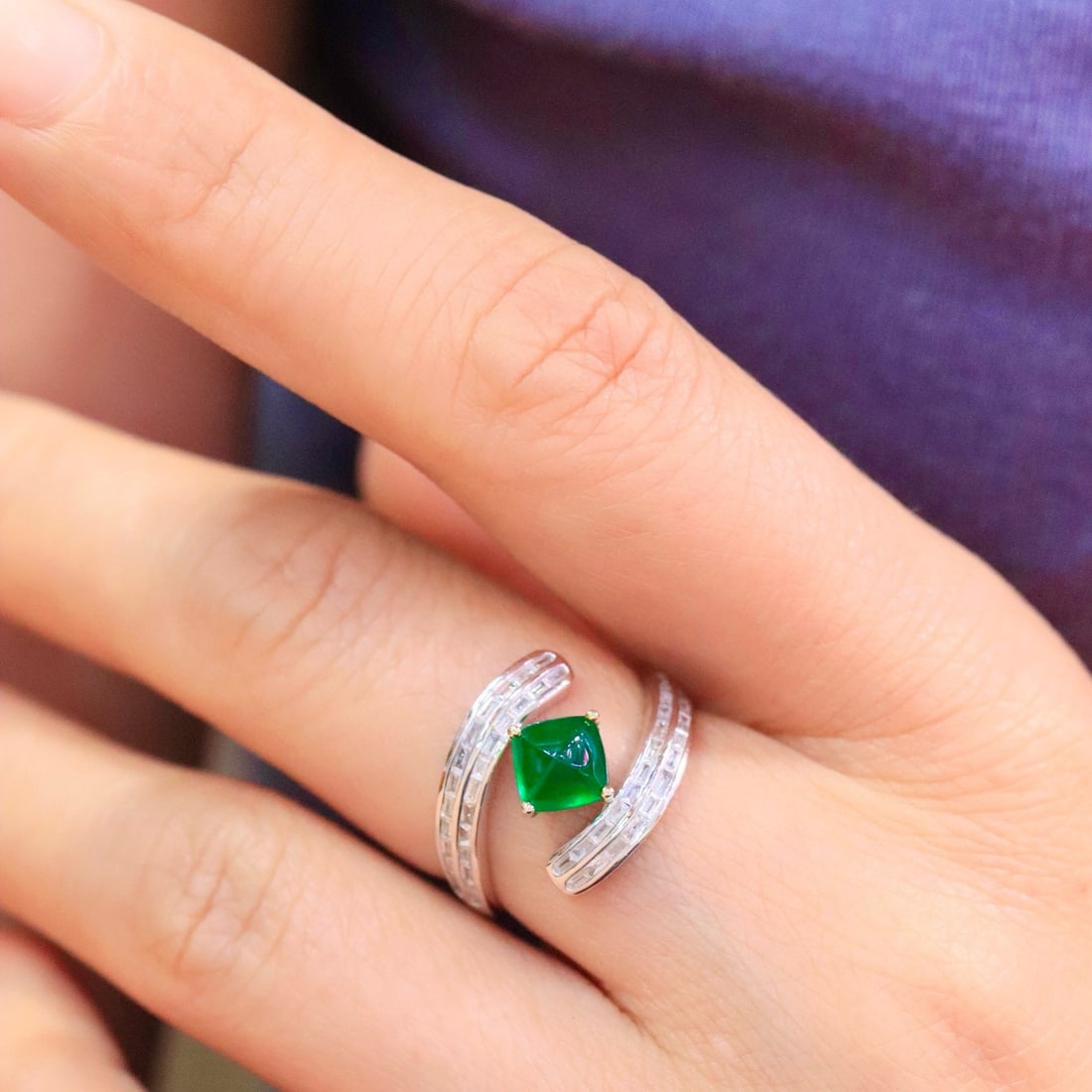 14k Gold 1.41 Ctw Natural Emerald & Diamond Ring - 6