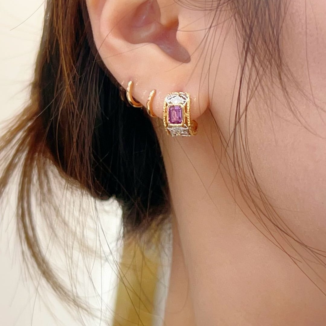 14k Gold 1.39 Ctw Natural Sapphire & Diamond Earrings - 3