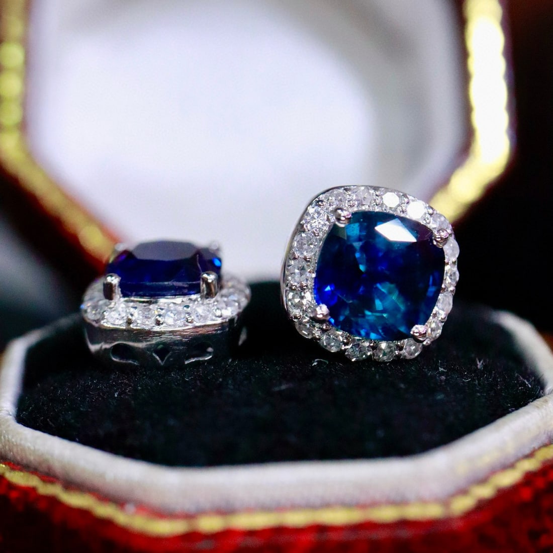 14k Gold 2.26 Ctw Natural Sapphire & Diamond Earrings - 2