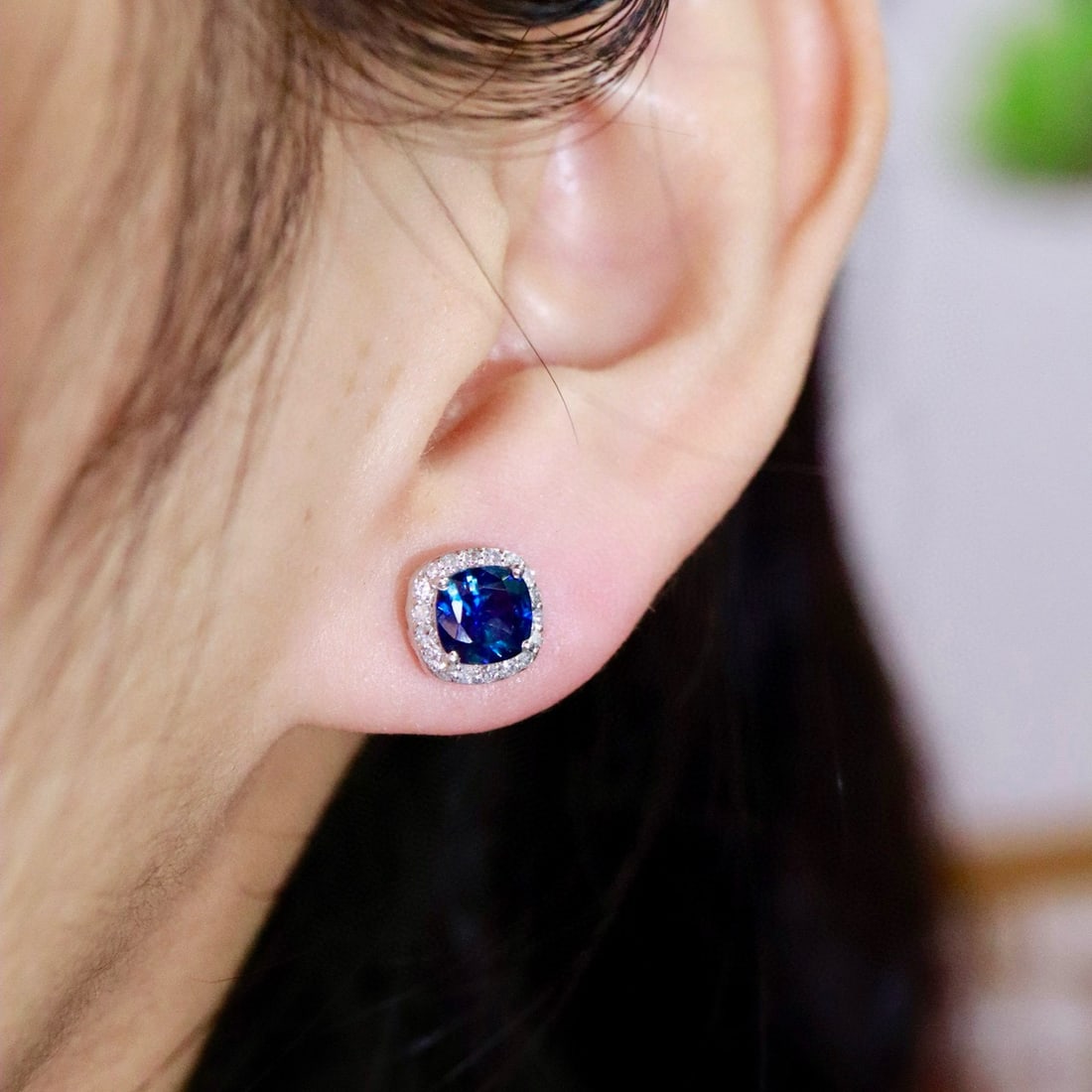 14k Gold 2.26 Ctw Natural Sapphire & Diamond Earrings - 4