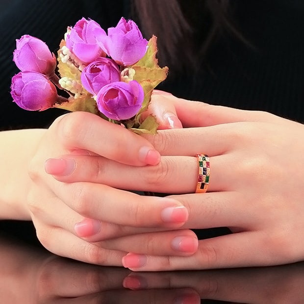 14k Gold 1.93 Ctw Natural Ruby & Sapphire & Emerald & Diamond Ring - 4