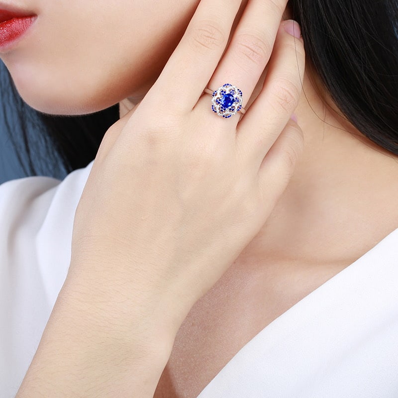 14k Gold 0.89 Ct Natural Sapphire & Diamond Ring - 3