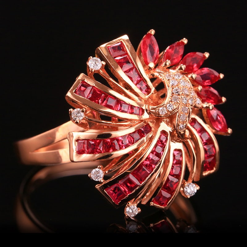 14k Gold 2.82 Ctw Natural Ruby & Diamond Ring - 2
