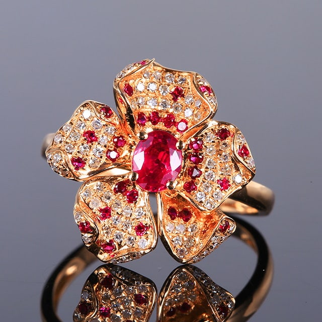 14k Gold 0.80 Ctw Natural Ruby & Diamond Ring (1 of 5)