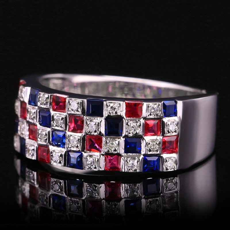 14k Gold 2.11 Ctw Natural Ruby & Sapphire & Diamond Ring - 2