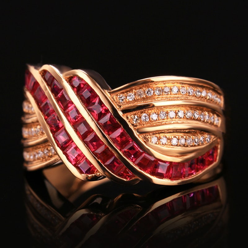 14k Gold 1.50 Ctw Natural Ruby & Diamond Ring - 3