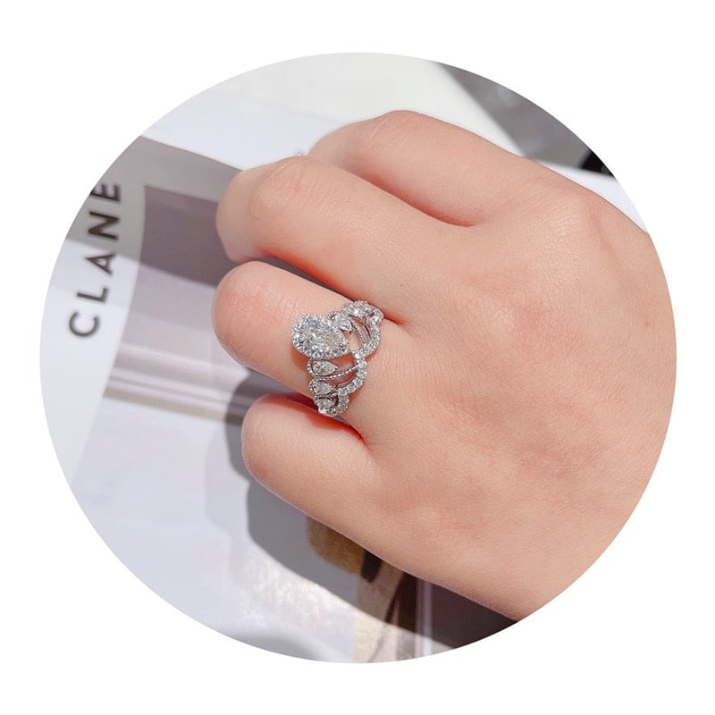 Gia Certified 14k Gold 0.52 Ct Natural F Si2 Pear Diamond Ring - 2