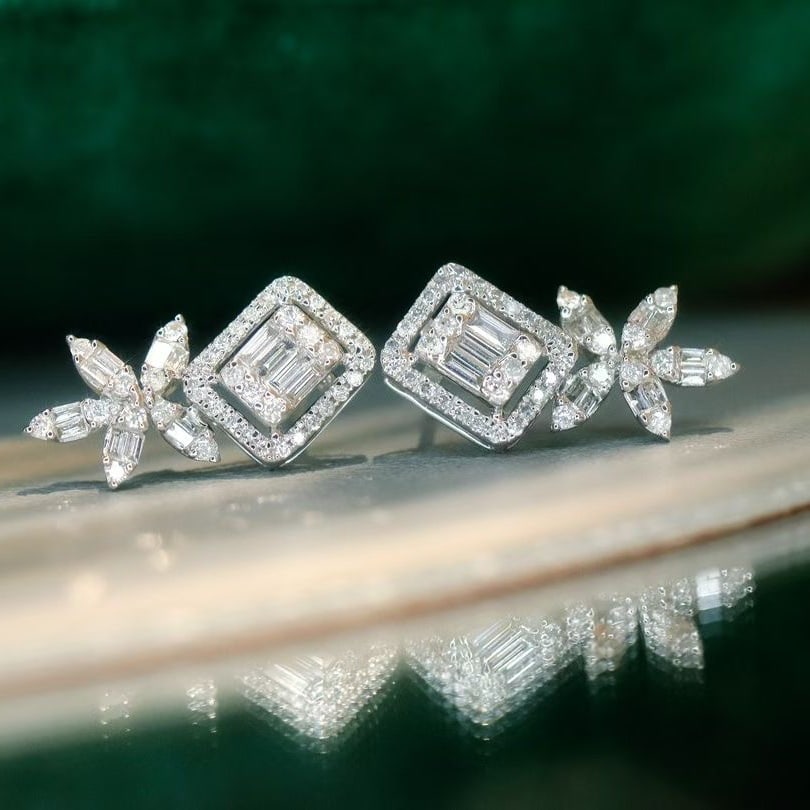 14k Gold 0.6 Ct Natural H Diamond Earrings - 5