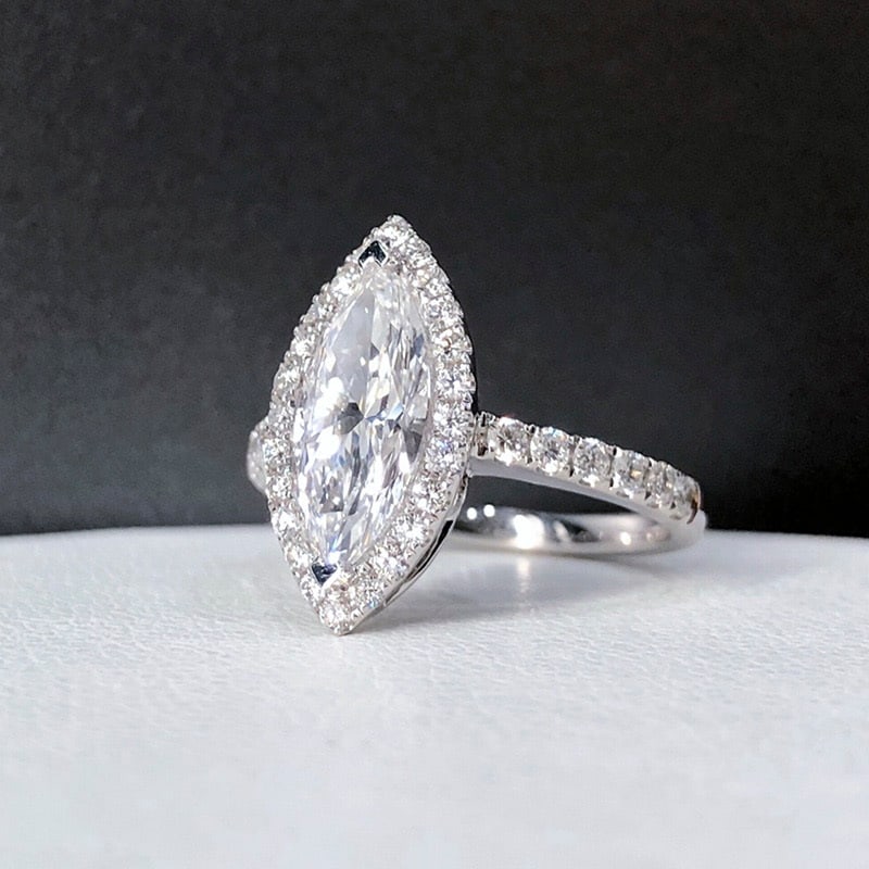 Gia Certified 14k Gold 0.30 Ct Natural H Vs2 Marquise Diamond Ring - 2