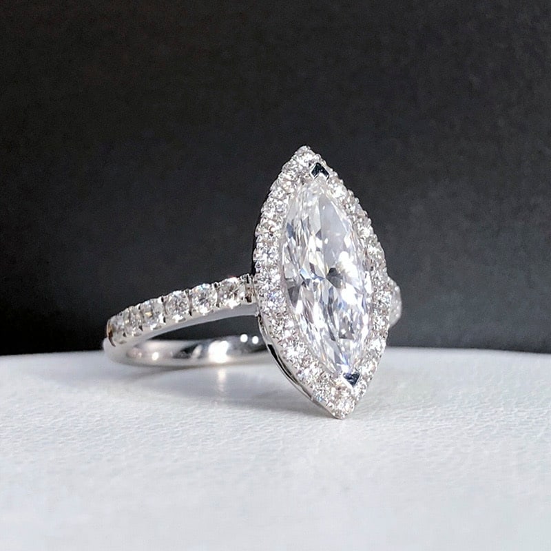 Gia Certified 14k Gold 0.30 Ct Natural H Vs2 Marquise Diamond Ring - 3