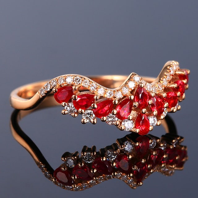 14k Gold 0.54 Ctw Natural Ruby & Diamond Ring - 3
