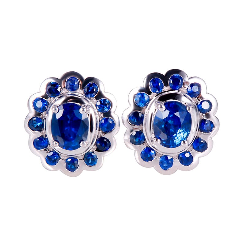 14k Gold 1.56 Ct Natural Sapphire Earrings - 2
