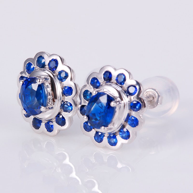 14k Gold 1.56 Ct Natural Sapphire Earrings - 3