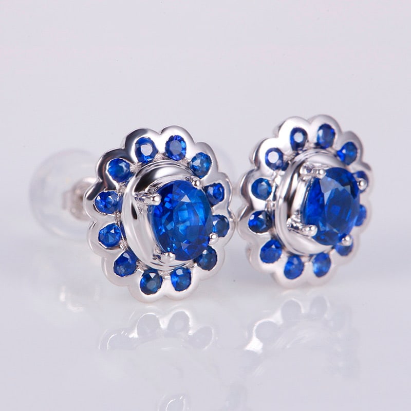 14k Gold 1.56 Ct Natural Sapphire Earrings - 4