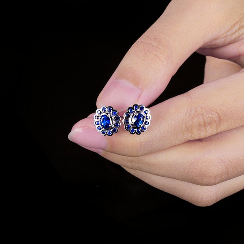 14k Gold 1.56 Ct Natural Sapphire Earrings - 5