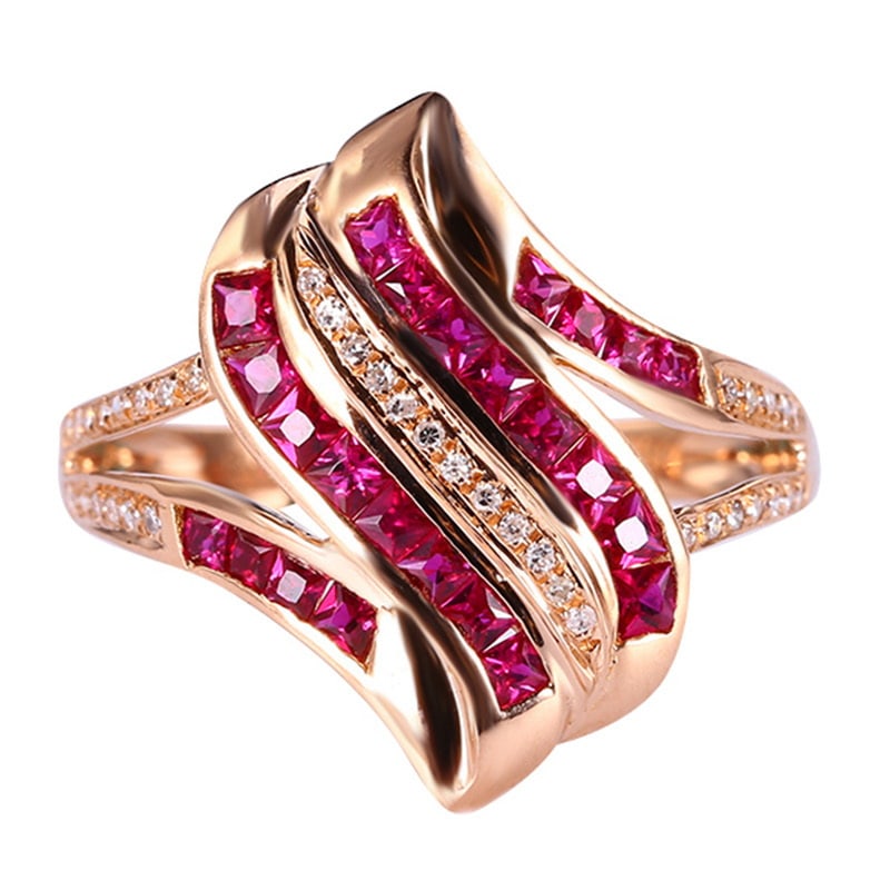14k Gold 0.76 Ctw Natural Ruby & Diamond Ring - 2
