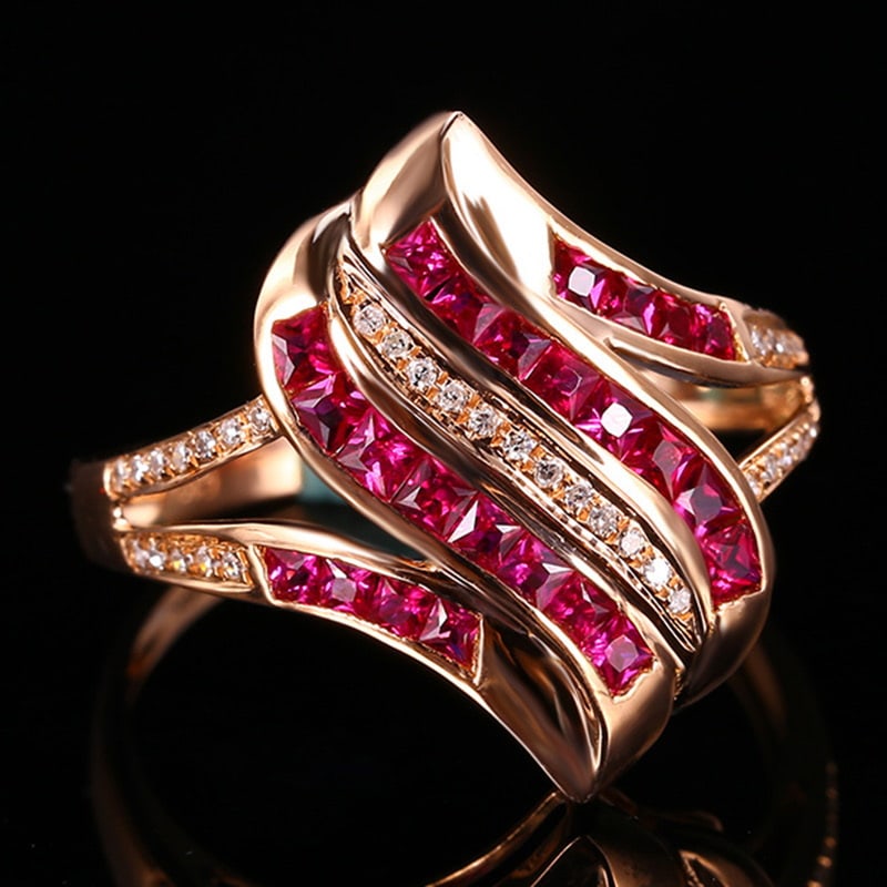 14k Gold 0.76 Ctw Natural Ruby & Diamond Ring - 4