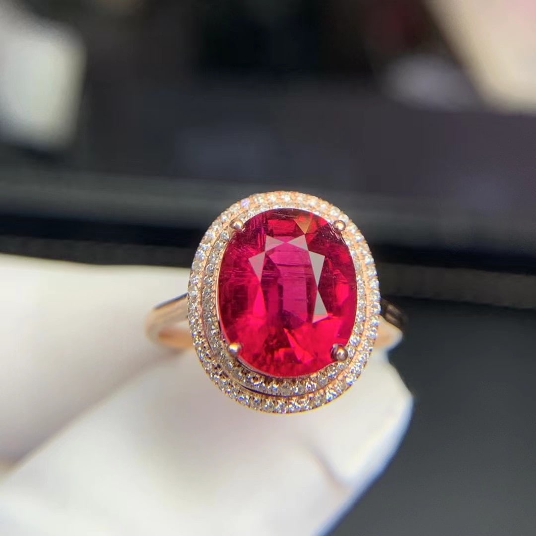 14k Gold 3.6 Ct Natural Tourmaline & Diamond Ring (1 of 7)